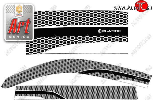 2 399 р. Ветровики дверей CA-Plastic Lexus LX570 J200 дорестайлинг (2007-2012) (Серия Art черная, без хром. молдинга, крепление скотч)  с доставкой в г. Керчь