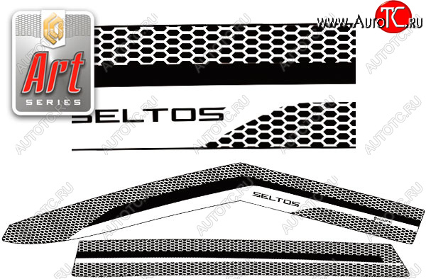 1 999 р. Ветровики дверей CA-Plastic  KIA Seltos (2019-2025) (Серия Art черная)  с доставкой в г. Керчь