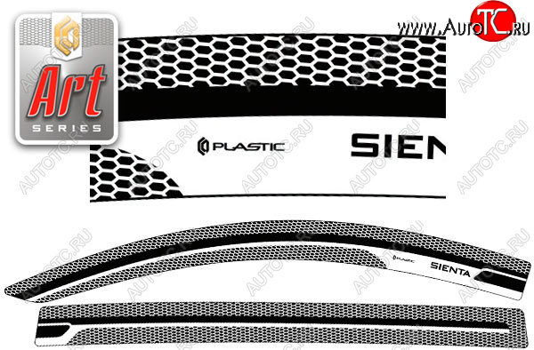 2 299 р. Ветровики дверей CA-Plastic  Toyota Sienta  NCP80 (2003-2015) дорестайлинг, 1-ое пополение 1-ый рестайлинг, 2-ой рестайлинг (Серия Art графит, без хром. молдинга)  с доставкой в г. Керчь