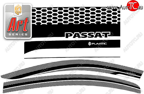 2 399 р. Ветровики дверей CA-Plastic  Volkswagen Passat ( B8,  B8.5) (2015-2025) седан дорестайлинг, седан рестайлинг (Серия Art графит)  с доставкой в г. Керчь