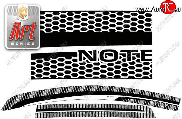 2 159 р. Ветровики дверей CA-Plastic  Nissan Note  2 (2012-2020) E12 дорестайлинг, E12 рестайлинг (Серия Art графит, без хром. молдинга)  с доставкой в г. Керчь