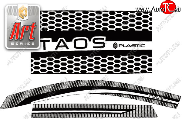 2 159 р. Ветровики дверей CA-Plsastic  Volkswagen Taos (2020-2022) (Серия Art графит, без хром. молдинга)  с доставкой в г. Керчь