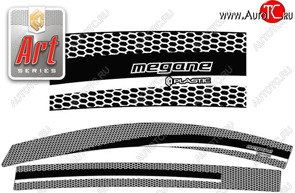 2 299 р. Ветровики дверей CA-Plastic  Renault Megane  хэтчбэк 5 дв. (2008-2012) дорестайлинг (Серия Art серебро, без хром. молдинга)  с доставкой в г. Керчь