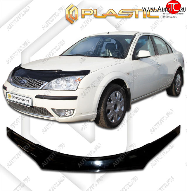 2 199 р. Дефлектор капота (exclusive) CA-Plastic  Ford Mondeo (2000-2007) Mk3,B4Y дорестайлинг, седан, Mk3,B4Y рестайлинг, седан (Classic чёрный, Без надписи)  с доставкой в г. Керчь