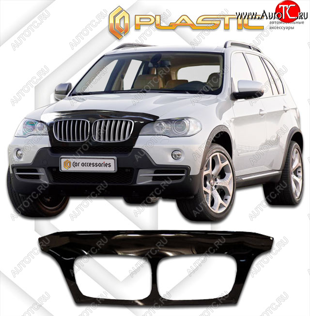 2 599 р. Дефлектор капота (exclusive) CA-Plastic BMW X5 E70 дорестайлинг (2006-2010) (Classic чёрный, Без надписи)  с доставкой в г. Керчь