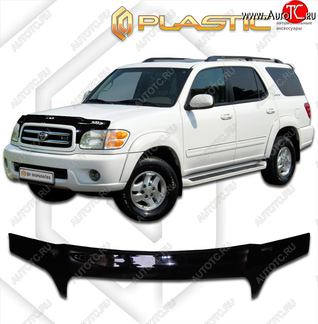 2 599 р. Дефлектор капота (exclusive) CA-Plastic  Toyota Sequoia (2000-2004) XK30, XK40 дорестайлинг (Classic чёрный, Без надписи)  с доставкой в г. Керчь