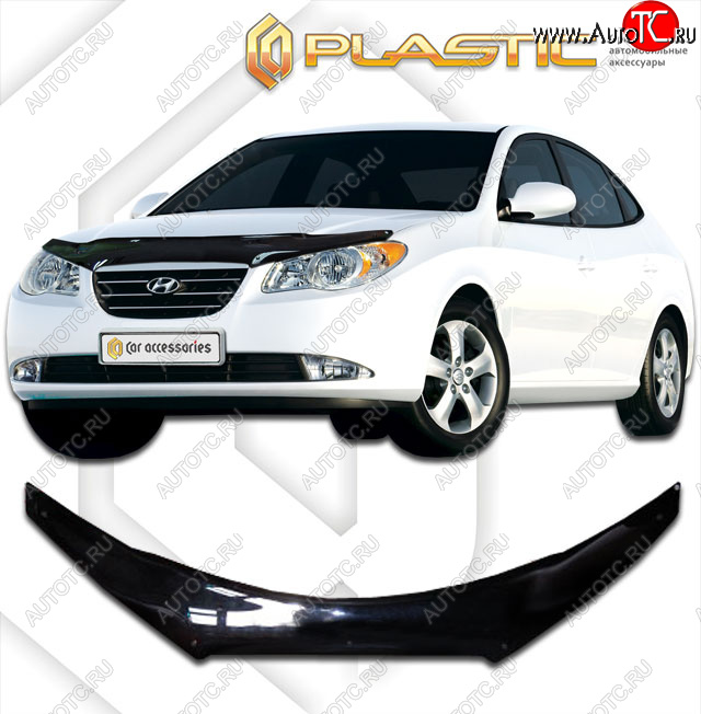2 199 р. Дефлектор капота (exclusive) CA-Plastic Hyundai Avante (2006-2010) (Classic чёрный, Без надписи)  с доставкой в г. Керчь