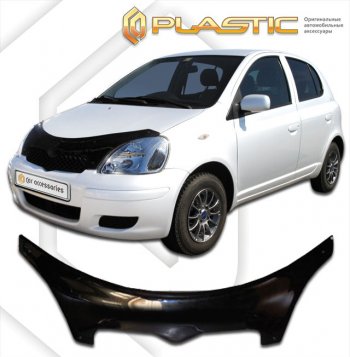2 599 р. Дефлектор капота CA-Plastic exclusive Toyota Yaris XP10 хэтчбэк 5 дв. (1999-2005) (серия Classic чёрный, Без надписи)  с доставкой в г. Керчь. Увеличить фотографию 2