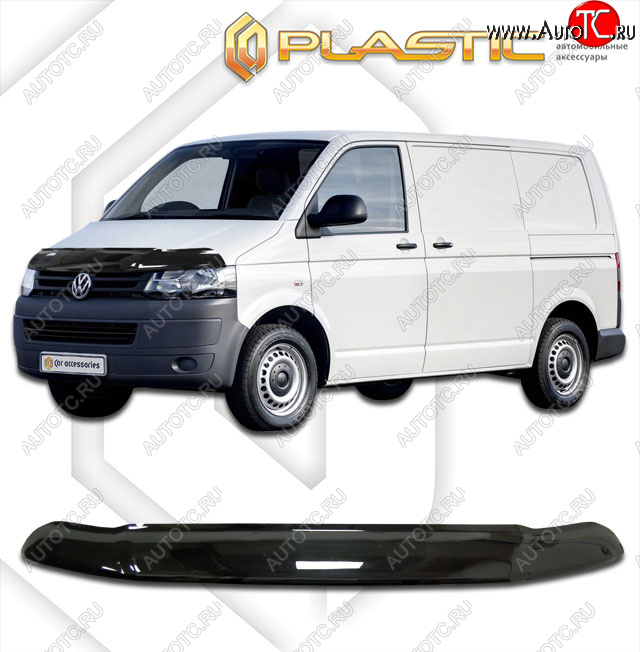 2 599 р. Дефлектор капота (exclusive) CA-Plastic  Volkswagen Multivan  T5 (2009-2015) рестайлинг (Classic чёрный, Без надписи)  с доставкой в г. Керчь