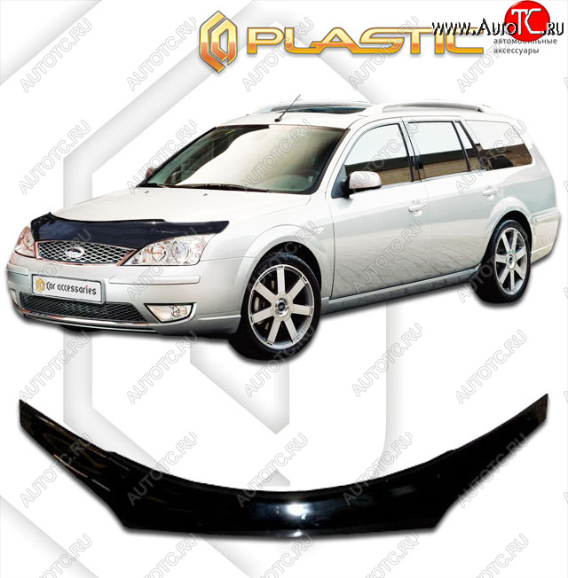2 199 р. Дефлектор капота (exclusive) CA-Plastic  Ford Mondeo (2000-2007) Mk3,BWY дорестайлинг, универсал, Mk3,BWY рестайлинг, универсал (Classic чёрный, Без надписи)  с доставкой в г. Керчь