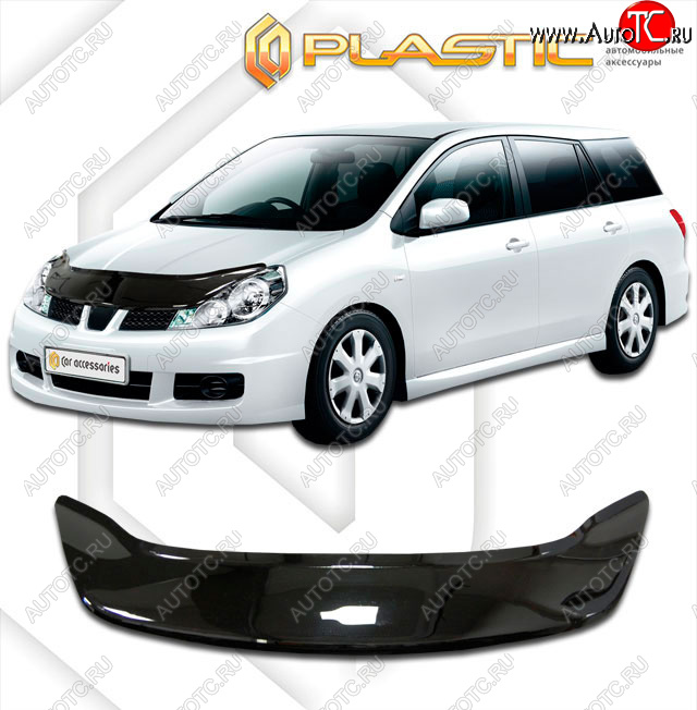2 199 р. Дефлектор капота (exclusive) CA-Plastic  Mazda Familia Van  универсал (2007-2018) Y12 дорестайлинг, Y12 рестайлинг (Classic чёрный, Без надписи)  с доставкой в г. Керчь