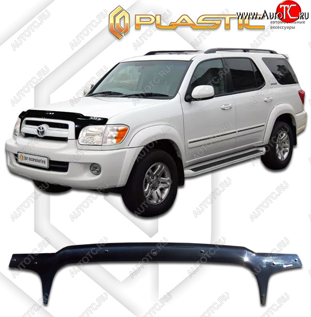 2 399 р. Дефлектор капота (exclusive) CA-Plastic  Toyota Sequoia (2004-2007) XK30, XK40 рестайлинг (Classic чёрный, Без надписи)  с доставкой в г. Керчь