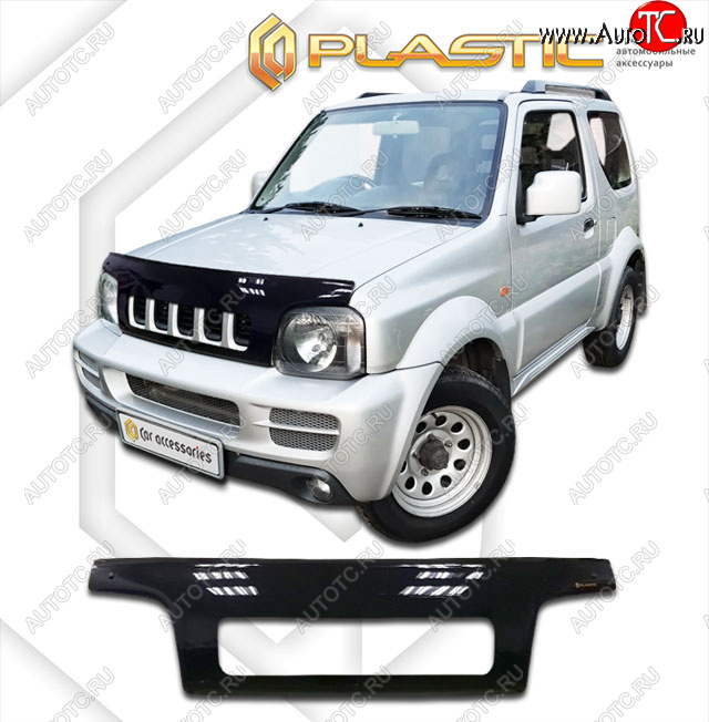 2 399 р. Дефлектор капота (exclusive) CA-Plastic  Suzuki Jimny  JB23/JB43 (1998-2012) дорестайлинг, 1-ый рестайлинг (Classic чёрный, Без надписи)  с доставкой в г. Керчь