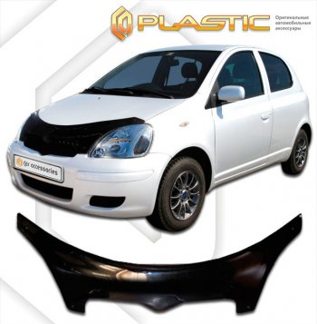 2 599 р. Дефлектор капота (3 door) CA-Plastic exclusive Toyota Vitz XP10 хэтчбэк 3 дв. рестайлинг (2001-2005) (серия Classic чёрный, Без надписи)  с доставкой в г. Керчь. Увеличить фотографию 2
