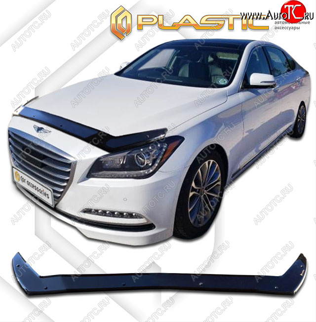 2 399 р. Дефлектор капота (exclusive) CA-Plastic  GENESIS G80  DH (2017-2020) (Classic чёрный, Без надписи)  с доставкой в г. Керчь