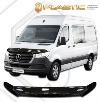 4 099 р. Дефлектор капота CA-Plastic exclusive Mercedes-Benz Sprinter W910 (2018-2025) (серия Classic черный, Без надписи)  с доставкой в г. Керчь. Увеличить фотографию 2