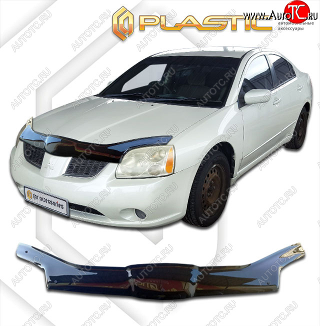 2 399 р. Дефлектор капота (exclusive) CA-Plastic  Mitsubishi Galant  9 (2004-2009) седан (Classic черный, Без надписи)  с доставкой в г. Керчь