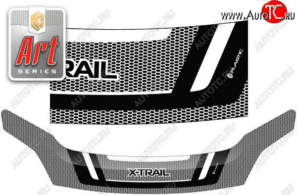 2 599 р. Дефлектор капота CA-Plastic Exclusive  Nissan X-trail  2 T31 (2010-2015) рестайлинг (Art белая)  с доставкой в г. Керчь