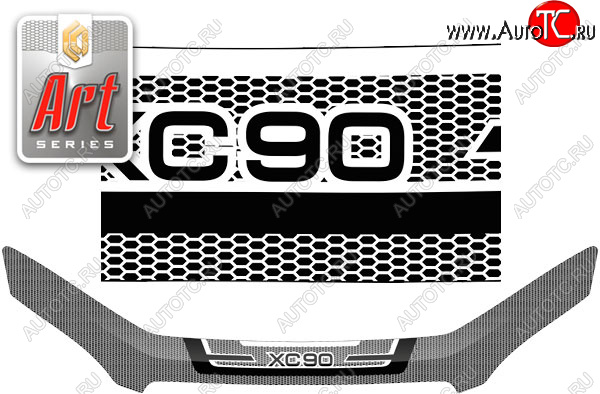 4 399 р. Дефлектор капота CA-Plastic Volvo XC90 L дорестайлинг (2015-2019) (Art белая)  с доставкой в г. Керчь