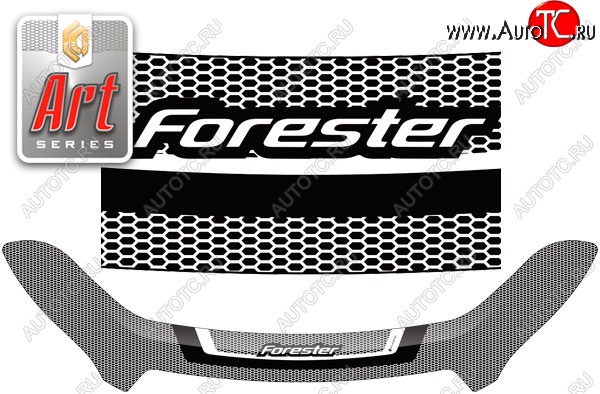 2 599 р. Дефлектор капота CA-Plastic  Subaru Forester  SK/S14 (2018-2021) дорестайлинг (Art белая)  с доставкой в г. Керчь