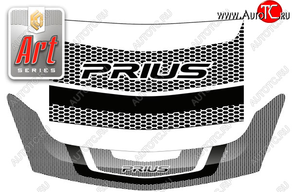 2 879 р. Дефлектор капота (правый руль) CA-Plastic  Toyota Prius  XW20 (2003-2011) дорестайлинг, рестайлинг (серия Art серебро)  с доставкой в г. Керчь