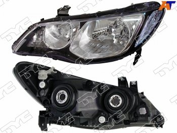 Левая фара (поворот голубой, евросвет) TYC Honda Civic  FD (2005-2011) седан дорестайлинг, седан рестайлинг