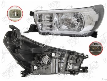 Левая фара (галоген под корректор) DEPO Toyota Hilux Revo (2015-2018) Double Cab дорестайлинг