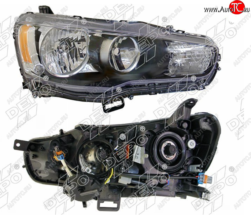 9 949 р. Правая фара (под электрокорректор, Евросвет) DEPO  Mitsubishi Lancer  10 CY (2007-2017) седан дорестайлинг, хэтчбэк дорестайлинг, седан рестайлинг, хэтчбек 5 дв рестайлинг  с доставкой в г. Керчь