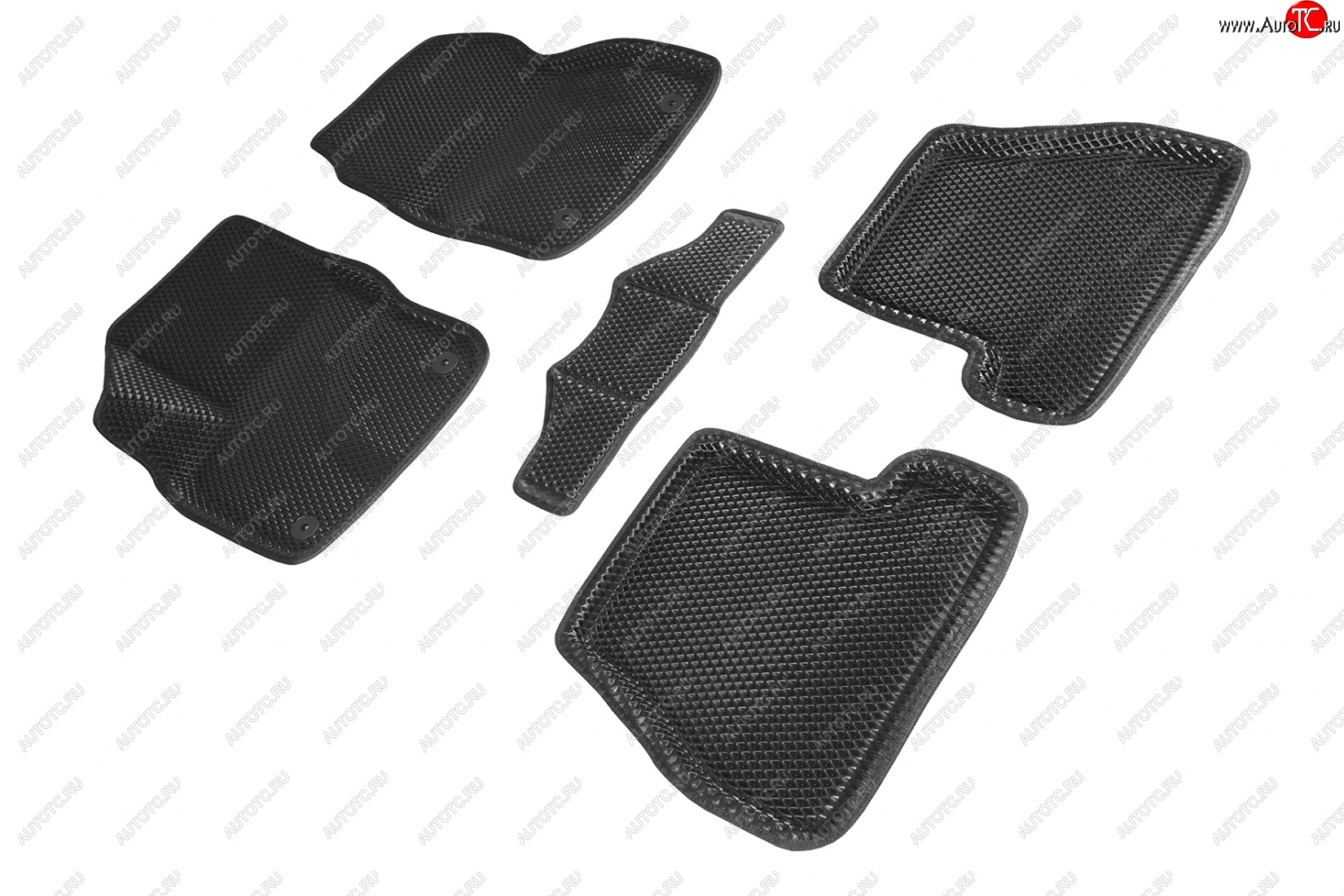 5 399 р. Коврики в салон EVA (АКПП, 3D, ромб, чёрные) Seintex  Ford Focus  3 (2010-2015) универсал дорестайлинг, хэтчбэк дорестайлинг, седан дорестайлинг  с доставкой в г. Керчь