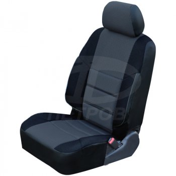 4 849 р. Чехлы (экокожа/жаккард, с подл.) ПЕТРОВ А10 Chevrolet Lacetti седан (2002-2013) (черный/черный)  с доставкой в г. Керчь. Увеличить фотографию 2