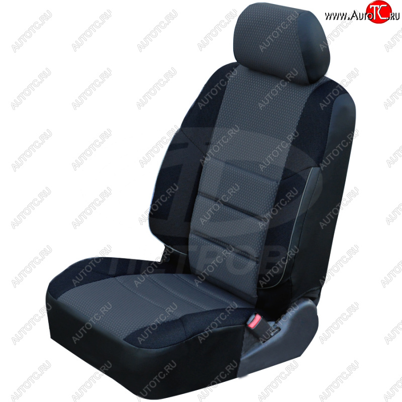 3 999 р. Чехлы сидений (экокожа-жаккард, ЗС 60/40) Петров А10 Fiat Albea 170 седан (2002-2012) (Черный)  с доставкой в г. Керчь