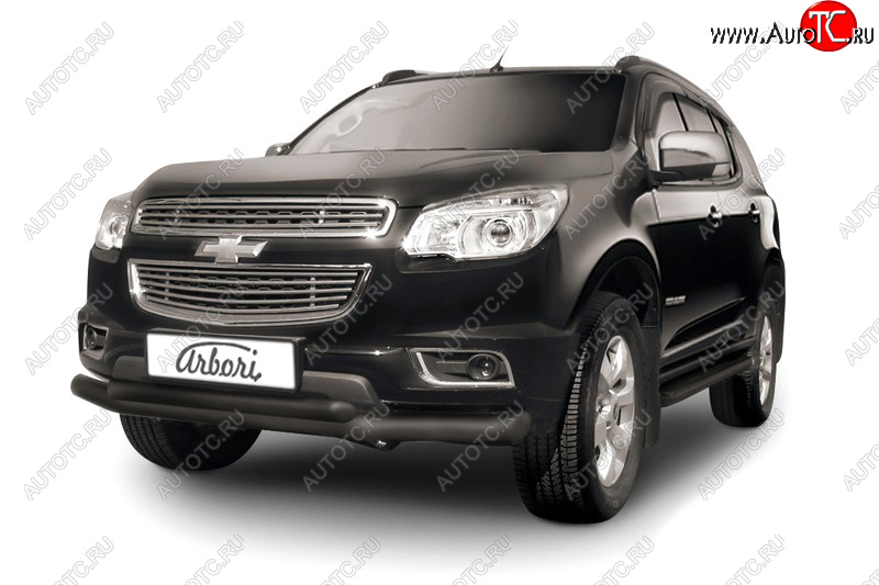12 649 р. Защита переднего бампера двойная (диаметр 76+57 мм) Arbori Chevrolet Trailblazer GM800 дорестайлинг (2012-2016)  с доставкой в г. Керчь
