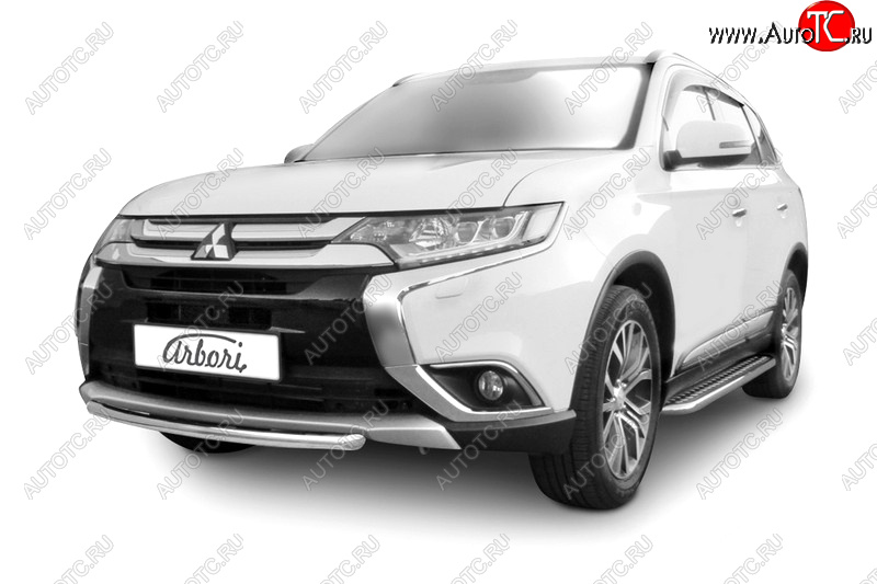 4 499 р. Защита переднего бампера (короткая диаметр 57 мм) Arbori Mitsubishi Outlander GF 2-ой рестайлинг (2015-2018)  с доставкой в г. Керчь