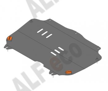 Защита картера двигателя и КПП Alfeco Chevrolet Spark  M300 (2010-2015) дорестайлинг (Алюминий 4 мм)