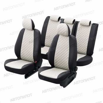14 249 р. Чехлы на сиденья (экокожа, без подголовников) Автопилот Ромб  Audi 80  B3 (1986-1991) седан (черный/белый)  с доставкой в г. Керчь. Увеличить фотографию 5