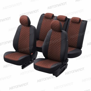 14 249 р. Чехлы на сиденья (экокожа/алькантара, 40/60) Автопилот Ромб  Audi A3 ( 8VS седан,  8VA хэтчбэк 5 дв.,  8V1) (2012-2020) дорестайлинг, хэтчбэк 3 дв. дорестайлинг, рестайлин, рестайлинг, хэтчбэк 3 дв. рестайлинг (черный/шоколад)  с доставкой в г. Керчь. Увеличить фотографию 6