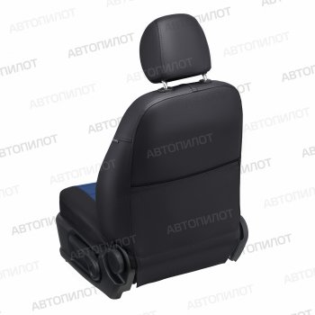 13 649 р. Чехлы сидений (экокожа, сплош. сп./с вырезом под подл.) Автопилот Audi A4 B7 седан (2004-2008) (черный/синий)  с доставкой в г. Керчь. Увеличить фотографию 2