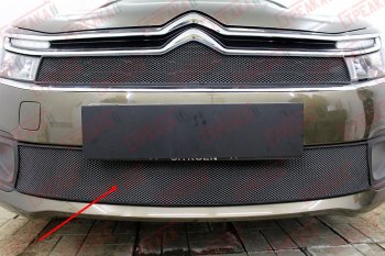 Защитная сетка радиатора в бампер (ячейка 3х7 мм) Стрелка 11 Стандарт CITROEN C4  B7 (2015-2022) седан рестайлинг (черная)