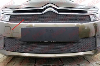 Защитная сетка в решетку радиатора (ячейка 3х7 мм) Стрелка11 Стандарт CITROEN C4  B7 (2015-2022) седан рестайлинг (черная)
