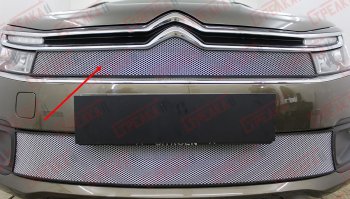 Защитная сетка в решетку радиатора (ячейка 3х7 мм) Стрелка11 Стандарт CITROEN C4  B7 (2015-2022) седан рестайлинг (хром)