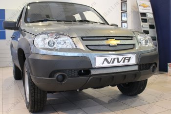 5 499 р. Защитная сетка в бампер (ячейка 3х7 мм, L/LC/GLLELE+, 3 части) Alfeco Стандарт  Chevrolet Niva  2123 (2009-2020), Лада 2123 (Нива Шевроле) (2009-2020) (Хром)  с доставкой в г. Керчь. Увеличить фотографию 3