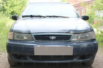 Защитная сетка радиатора в бампер (ячейка 3х7 мм) Стрелка11 Стандарт Daewoo Nexia дорестайлинг (1995-2008) (черная)