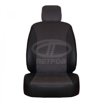 4 499 р. Чехлы сидений универсальные (экокожа/алькантара) ПЕТРОВ Орегон Renault Premium (1996-2025) (черный/серый)  с доставкой в г. Керчь. Увеличить фотографию 2