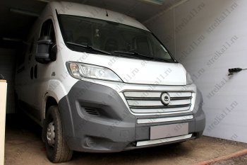 6 849 р. Защитная сетка в бампер (ячейка 3х7 мм, 5 частей) Alfeco Стандарт  Fiat Ducato  290 (2014-2025) (Хром)  с доставкой в г. Керчь. Увеличить фотографию 4