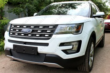 3 399 р. Защитная сетка в бампер (ячейка 4х10 мм, середина) Alfeco Премиум Ford Explorer U502 1-ый рестайлинг, 5 дв. (2015-2018) (Чёрная)  с доставкой в г. Керчь. Увеличить фотографию 3