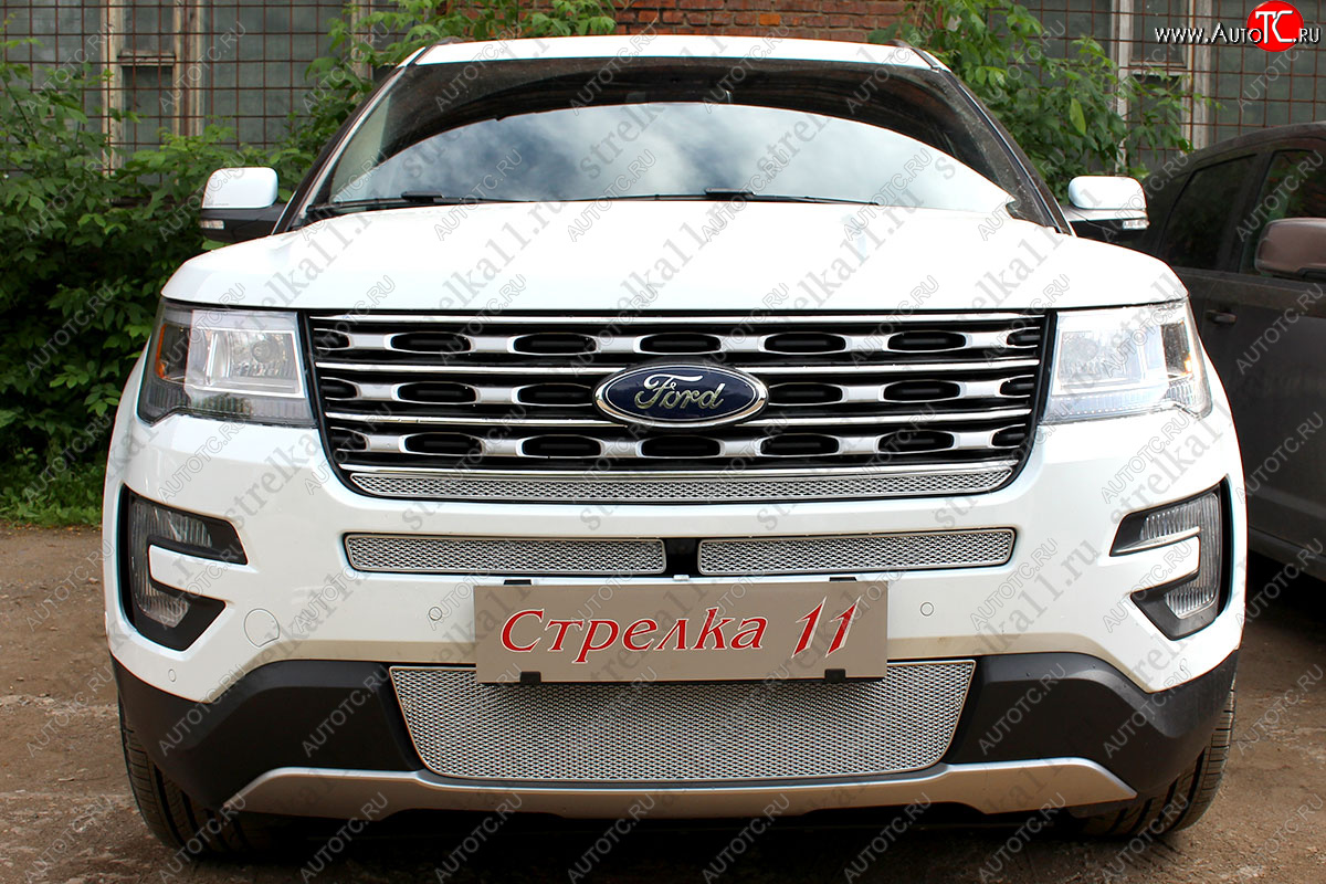 3 599 р. Защитная сетка в бампер (ячейка 4х10 мм, середина) Alfeco Премиум  Ford Explorer  U502 (2015-2018) 1-ый рестайлинг, 5 дв.  с доставкой в г. Керчь