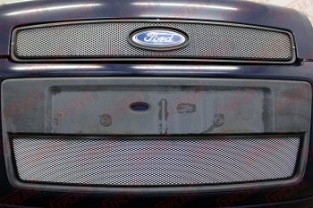 Защитная сетка радиатора в бампер (ячейка 3х7 мм) Стрелка11 Стандарт Ford Fusion  1 (2005-2012)  рестайлинг, хэтчбэк (хром)