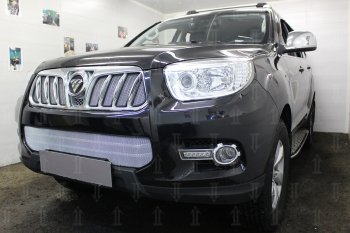 Защитная сетка радиатора в бампер (ячейка 3х7 мм) Стрелка11 Стандарт Foton Sauvana (2014-2020) (хром)