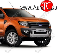 6 999 р. Защитная сетка в бампер (ячейка 4х10 мм.) Alfeco Премиум Ford Ranger RapCab дорестайлинг (2011-2016) (Чёрная)  с доставкой в г. Керчь