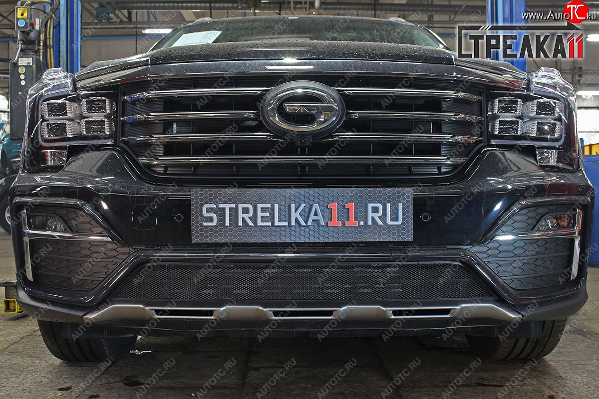 2 799 р. Защитная сетка радиатора в бампер (ячейка 3х7 мм, с датчиком ACC, GT) Стрелка11 Стандарт GAC GS8 (2016-2023) (черная)  с доставкой в г. Керчь
